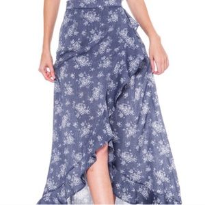 Flowing, Ruffle Long Skirt With Floral Print